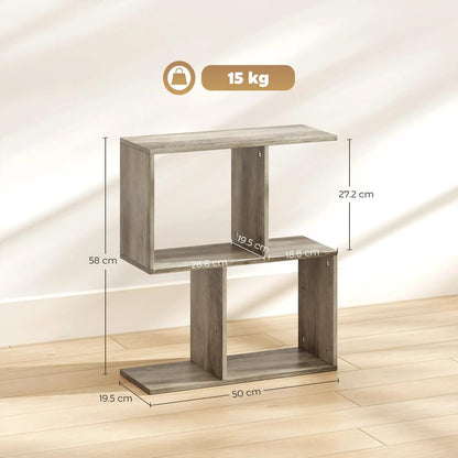HOMCOM Side Table, Narrow End Table with Storage Shelves, S-Shaped, 3-Tier, 50W x 19.5D x 58H cm Additional View 14