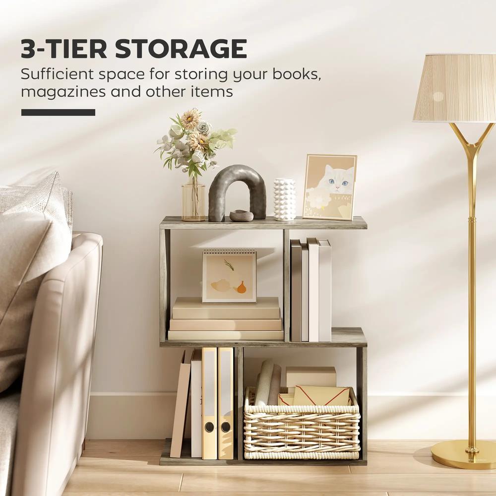 HOMCOM Side Table, Narrow End Table with Storage Shelves, S-Shaped, 3-Tier, 50W x 19.5D x 58H cm Additional View 16