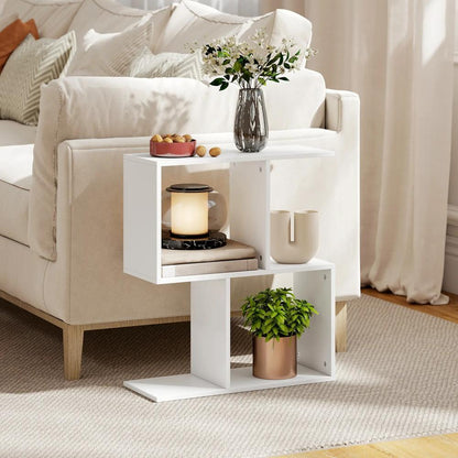 HOMCOM Side Table, Narrow End Table with Storage Shelves, S-Shaped, 3-Tier, 50W x 19.5D x 58H cm Additional View 2