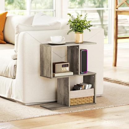 HOMCOM Side Table, Narrow End Table with Storage Shelves, S-Shaped, 3-Tier, 50W x 19.5D x 58H cm Additional View 21