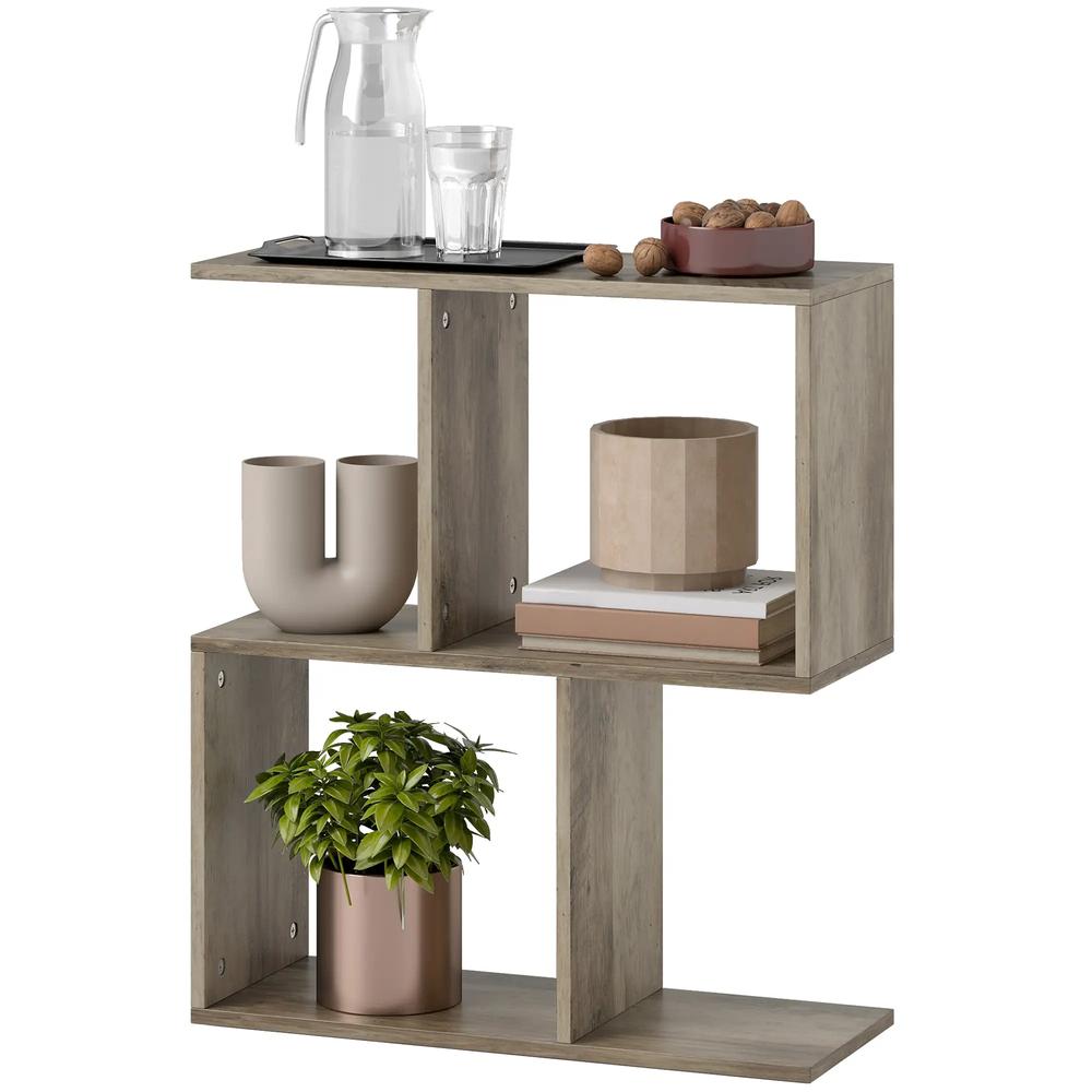 HOMCOM Side Table, Narrow End Table with Storage Shelves, S-Shaped, 3-Tier, 50W x 19.5D x 58H cm Additional View 22