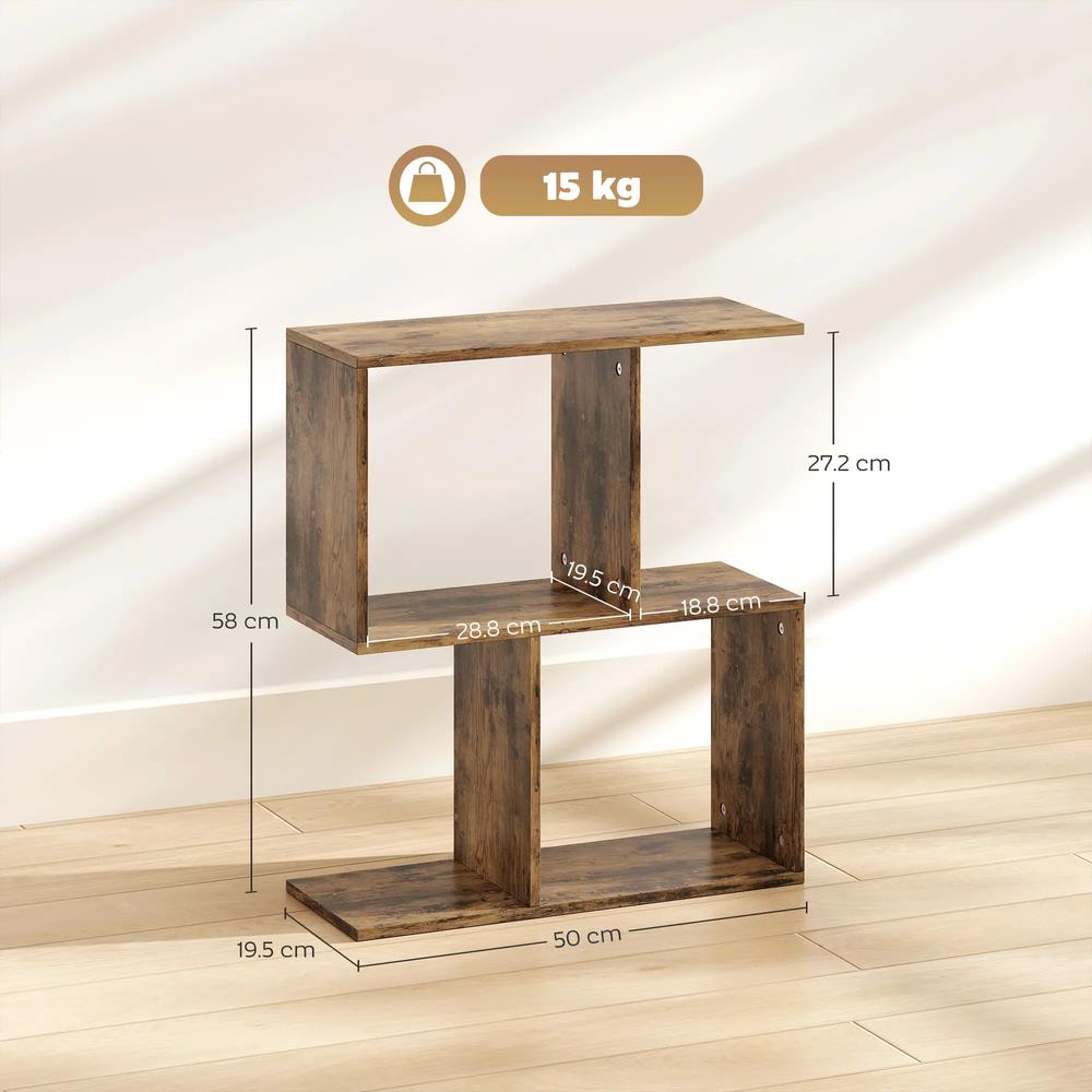 HOMCOM Side Table, Narrow End Table with Storage Shelves, S-Shaped, 3-Tier, 50W x 19.5D x 58H cm Additional View 25