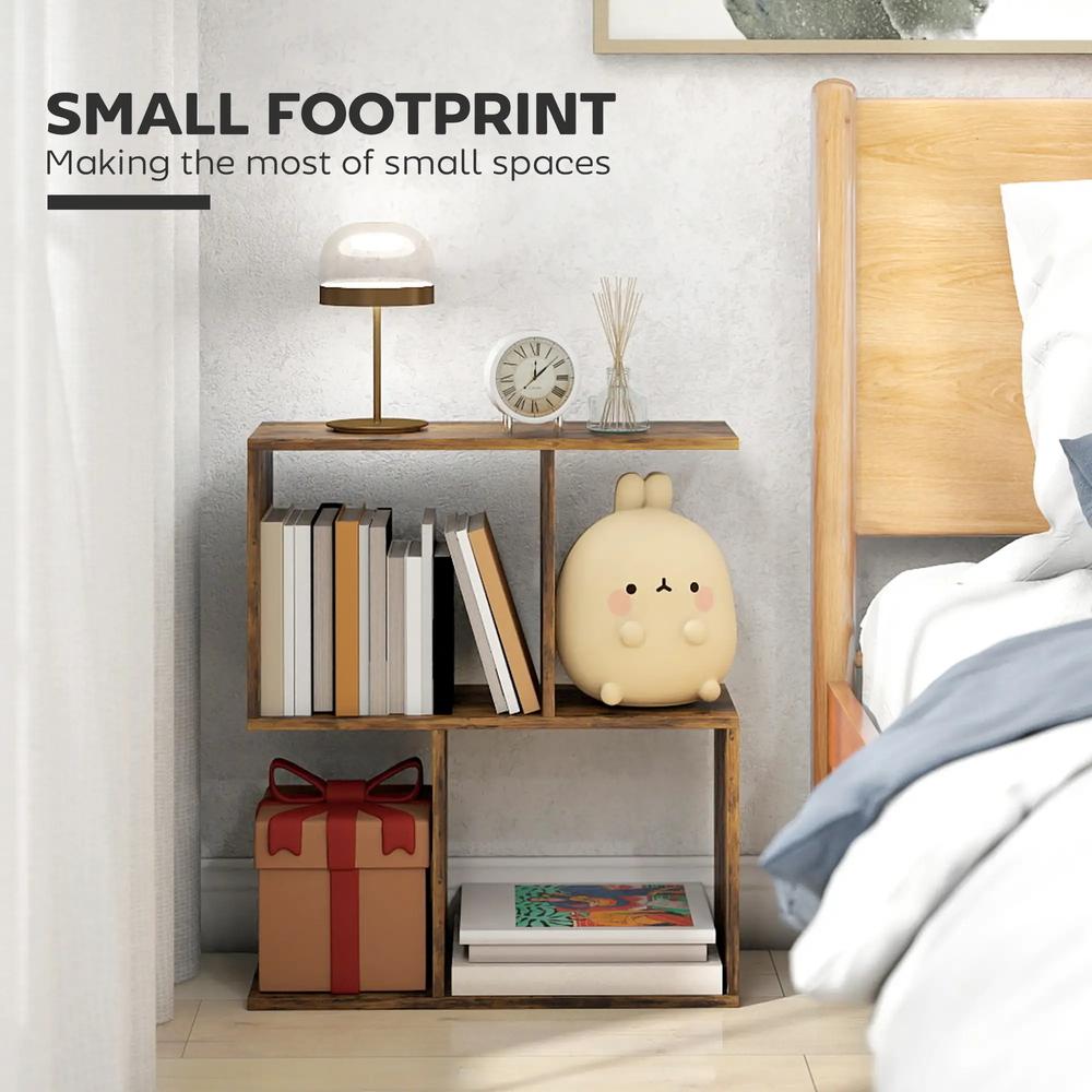 HOMCOM Side Table, Narrow End Table with Storage Shelves, S-Shaped, 3-Tier, 50W x 19.5D x 58H cm Additional View 26