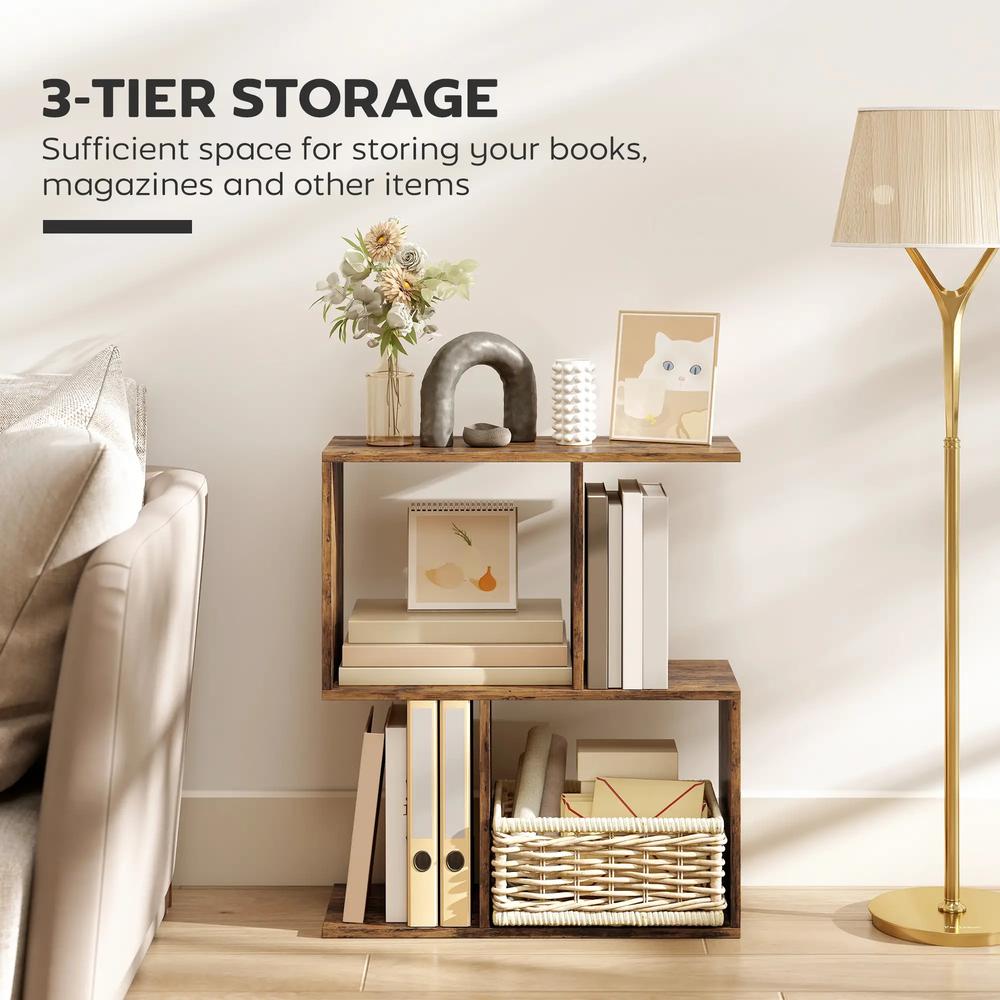 HOMCOM Side Table, Narrow End Table with Storage Shelves, S-Shaped, 3-Tier, 50W x 19.5D x 58H cm Additional View 27