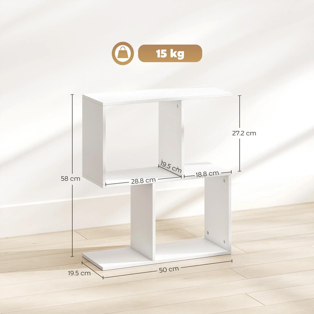 HOMCOM Side Table, Narrow End Table with Storage Shelves, S-Shaped, 3-Tier, 50W x 19.5D x 58H cm Additional View 3