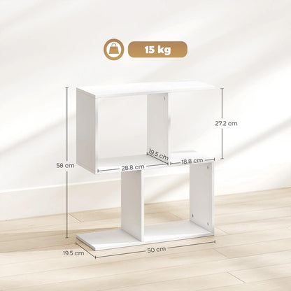 HOMCOM Side Table, Narrow End Table with Storage Shelves, S-Shaped, 3-Tier, 50W x 19.5D x 58H cm Additional View 3