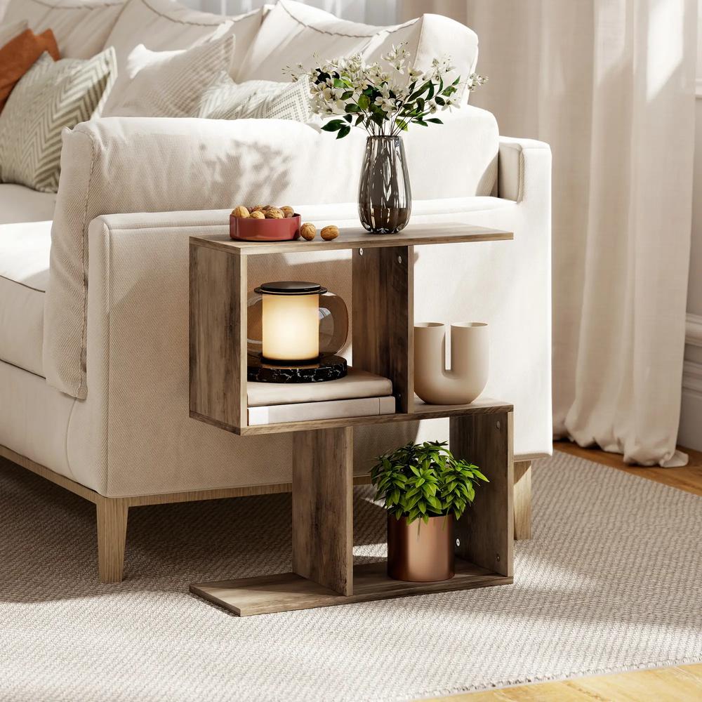HOMCOM Side Table, Narrow End Table with Storage Shelves, S-Shaped, 3-Tier, 50W x 19.5D x 58H cm Additional View 35