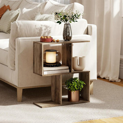 HOMCOM Side Table, Narrow End Table with Storage Shelves, S-Shaped, 3-Tier, 50W x 19.5D x 58H cm Additional View 35