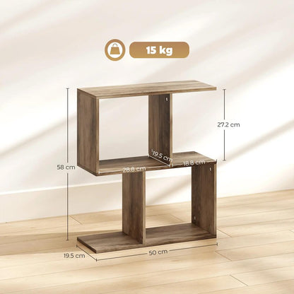 HOMCOM Side Table, Narrow End Table with Storage Shelves, S-Shaped, 3-Tier, 50W x 19.5D x 58H cm Additional View 36