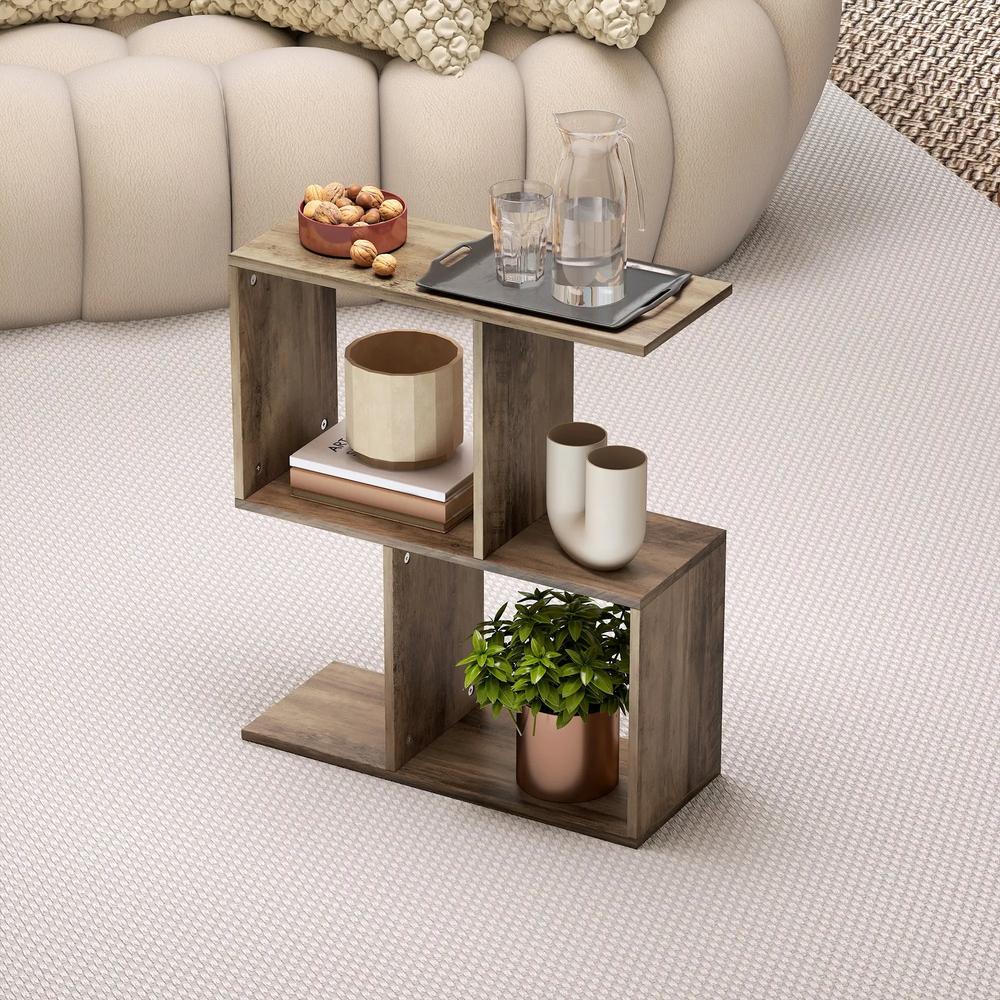 HOMCOM Side Table, Narrow End Table with Storage Shelves, S-Shaped, 3-Tier, 50W x 19.5D x 58H cm Additional View 40