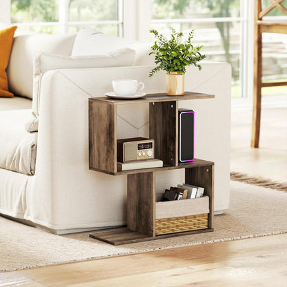 HOMCOM Side Table, Narrow End Table with Storage Shelves, S-Shaped, 3-Tier, 50W x 19.5D x 58H cm Additional View 43