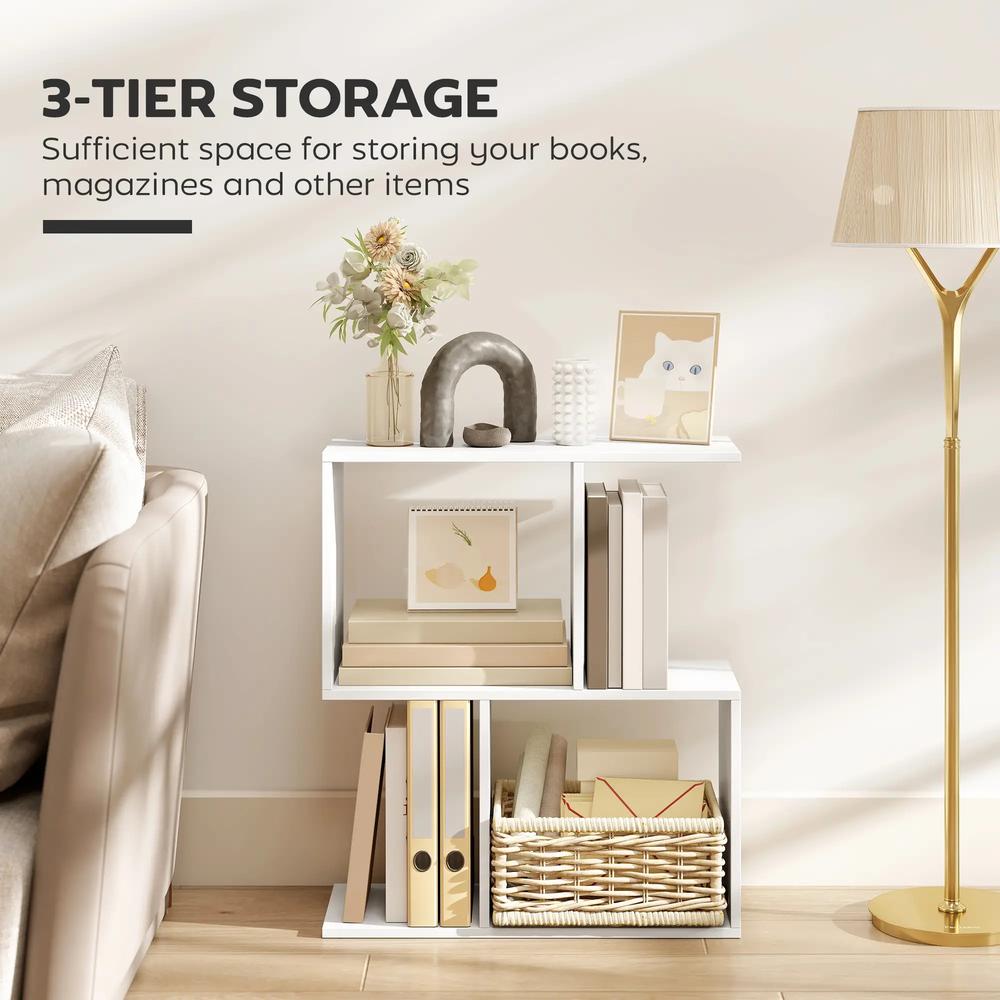 HOMCOM Side Table, Narrow End Table with Storage Shelves, S-Shaped, 3-Tier, 50W x 19.5D x 58H cm Additional View 5