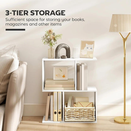 HOMCOM Side Table, Narrow End Table with Storage Shelves, S-Shaped, 3-Tier, 50W x 19.5D x 58H cm Additional View 5