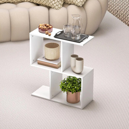 HOMCOM Side Table, Narrow End Table with Storage Shelves, S-Shaped, 3-Tier, 50W x 19.5D x 58H cm Additional View 7