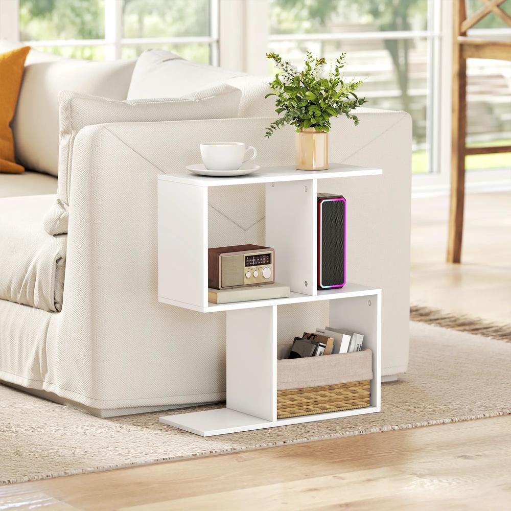HOMCOM Side Table, Narrow End Table with Storage Shelves, S-Shaped, 3-Tier, 50W x 19.5D x 58H cm Additional View 10