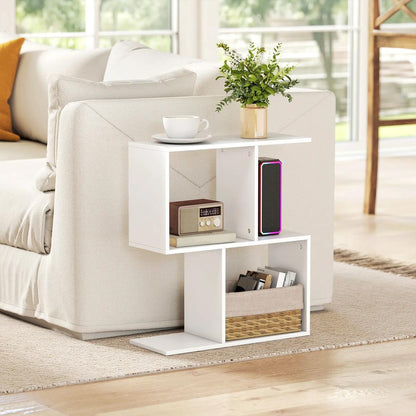 HOMCOM Side Table, Narrow End Table with Storage Shelves, S-Shaped, 3-Tier, 50W x 19.5D x 58H cm Additional View 10
