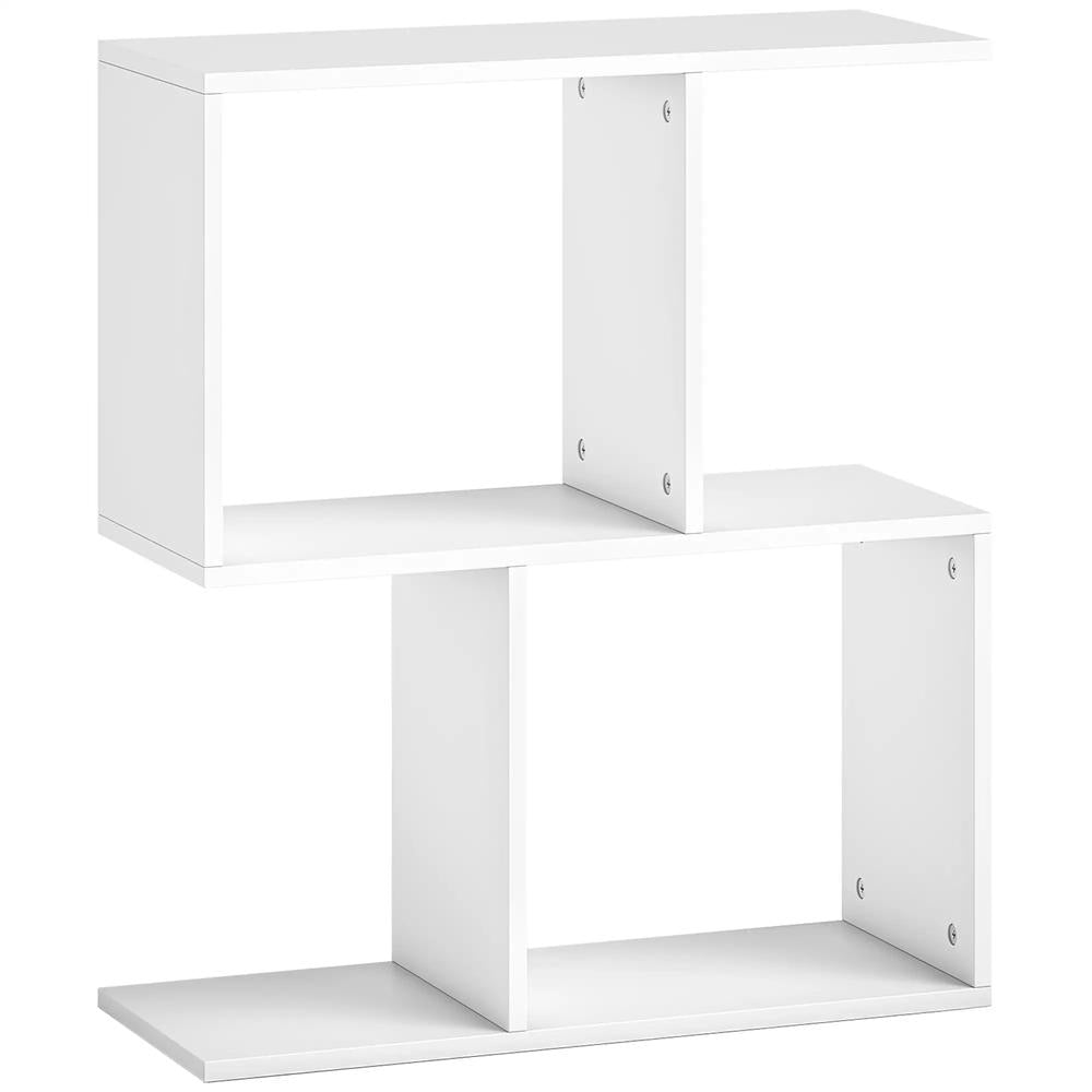 HOMCOM Side Table, Narrow End Table with Storage Shelves, S-Shaped, 3-Tier, 50W x 19.5D x 58H cm