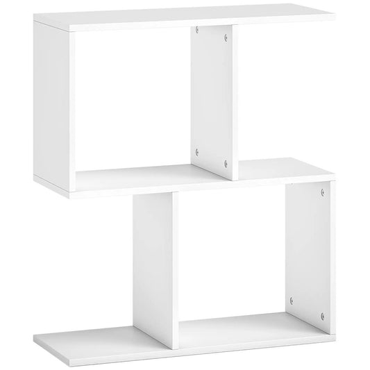 HOMCOM Side Table, Narrow End Table with Storage Shelves, S-Shaped, 3-Tier, 50W x 19.5D x 58H cm