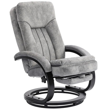 HOMCOM Swivel Recliner Chair with Footrest, Manual Recliner Armchair with Wooden Base, Plush Velvet Upholstered Reclining Chair for Living Room, Bedroom, Office, Grey Additional View 11