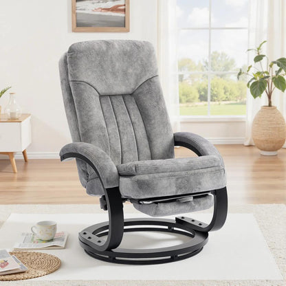 HOMCOM Swivel Recliner Chair with Footrest, Manual Recliner Armchair with Wooden Base, Plush Velvet Upholstered Reclining Chair for Living Room, Bedroom, Office, Grey Additional View 8