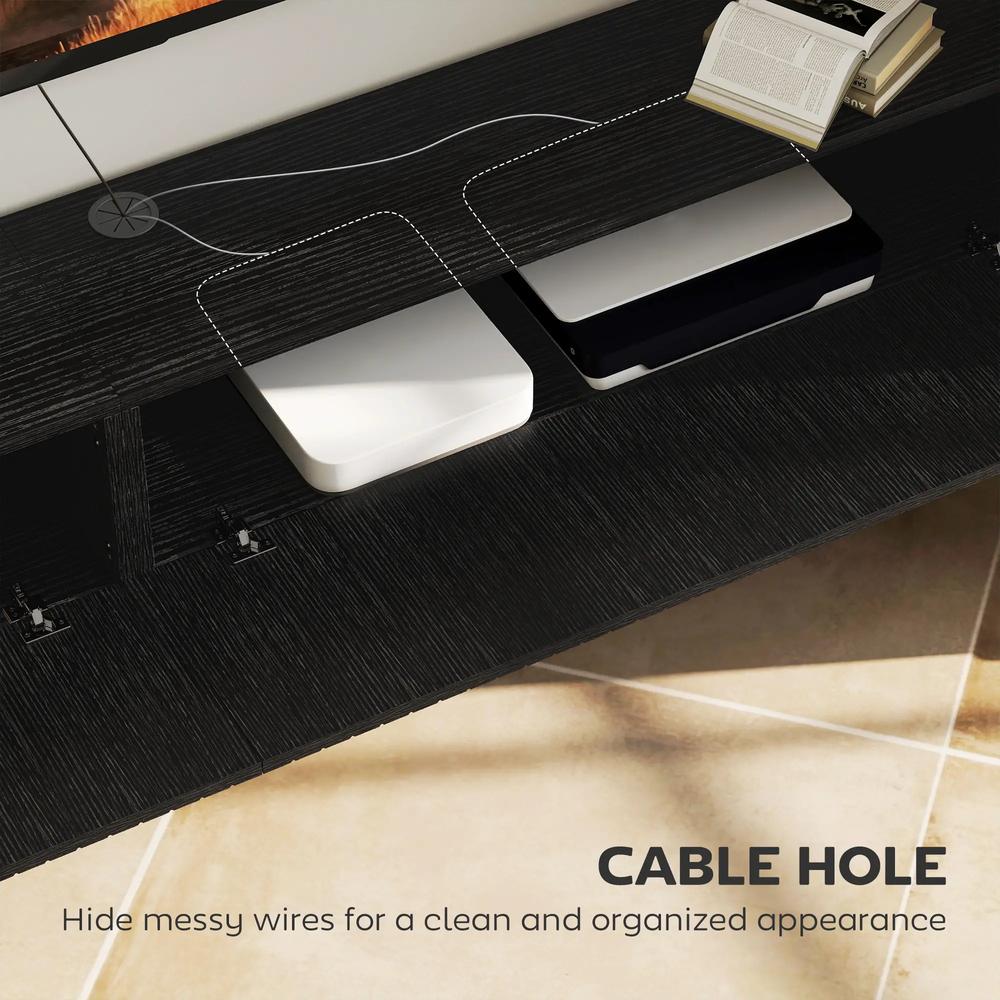 HOMCOM 180cm Floating TV Stand, Wall Mount TV Unit with Cable Management Hole, Fits up to 72" TV, Black Additional View 6