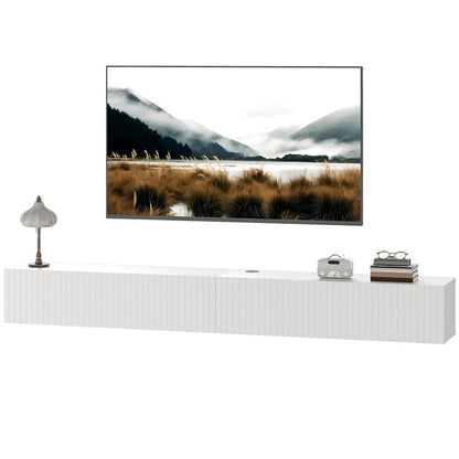 HOMCOM 80cm Floating TV Stand, Wall Mount TV Unit with Cable Management Hole, Fits up to 72" TV, White Additional View 11