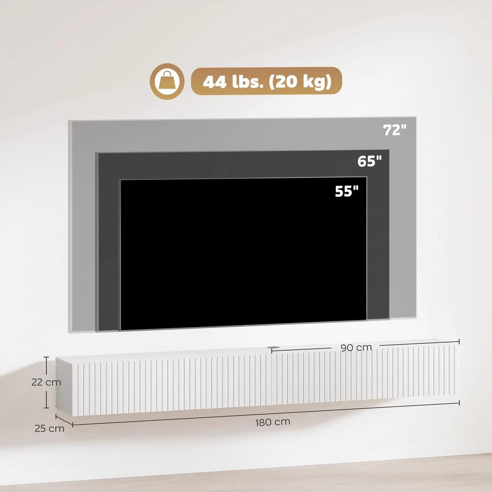 HOMCOM 80cm Floating TV Stand, Wall Mount TV Unit with Cable Management Hole, Fits up to 72" TV, White Additional View 3