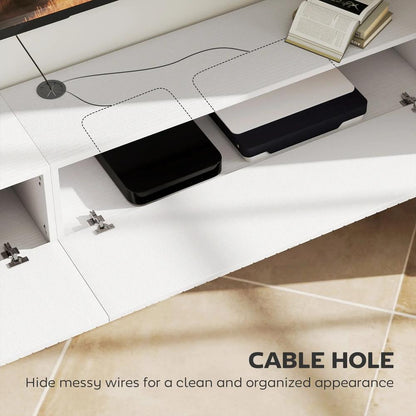 HOMCOM 80cm Floating TV Stand, Wall Mount TV Unit with Cable Management Hole, Fits up to 72" TV, White Additional View 6