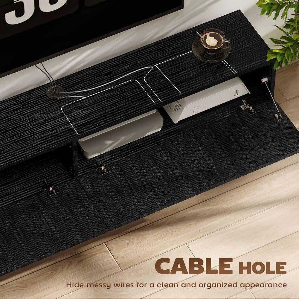 HOMCOM 140cm Floating TV Stand, Wall Mount TV Unit with Cable Management Hole, Fits up to 72" TV, Black Additional View 6