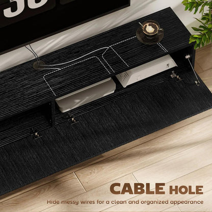 HOMCOM 140cm Floating TV Stand, Wall Mount TV Unit with Cable Management Hole, Fits up to 72" TV, Black Additional View 6