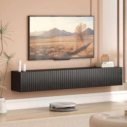 HOMCOM 140cm Floating TV Stand, Wall Mount TV Unit with Cable Management Hole, Fits up to 72" TV, Black Additional View 10
