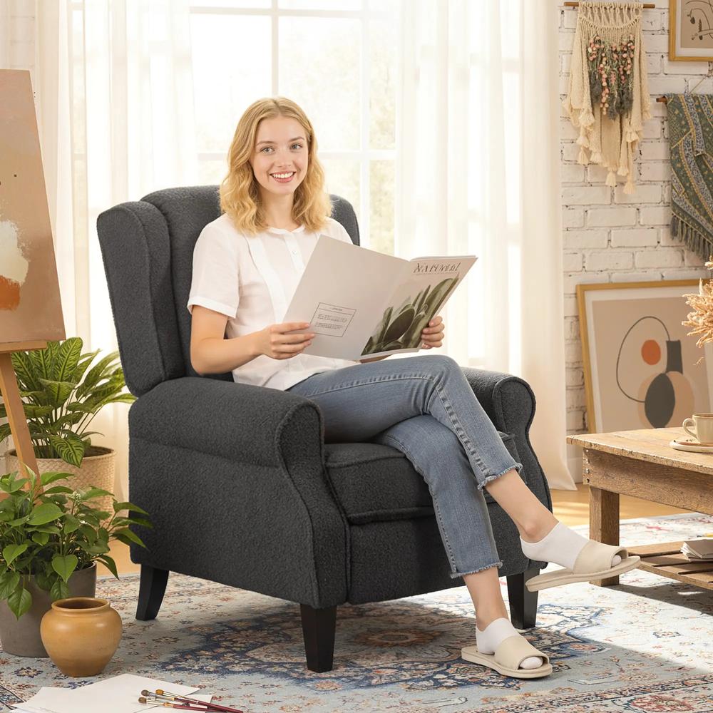 HOMCOM 132&deg; Recliner Armchair, with Extended Footrest - Dark Grey Additional View 2