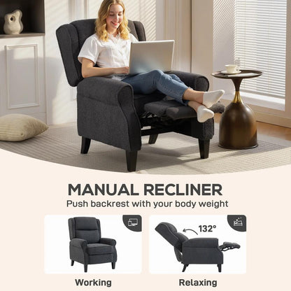 HOMCOM 132&deg; Recliner Armchair, with Extended Footrest - Dark Grey Additional View 4