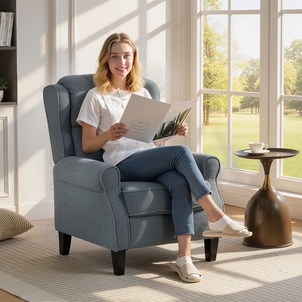 HOMCOM Recliner Armchair with Extended Leg Rest - Grey Additional View 2