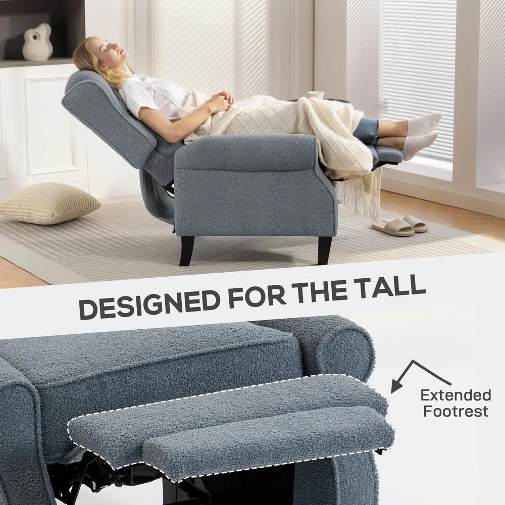 HOMCOM Recliner Armchair with Extended Leg Rest - Grey Additional View 7