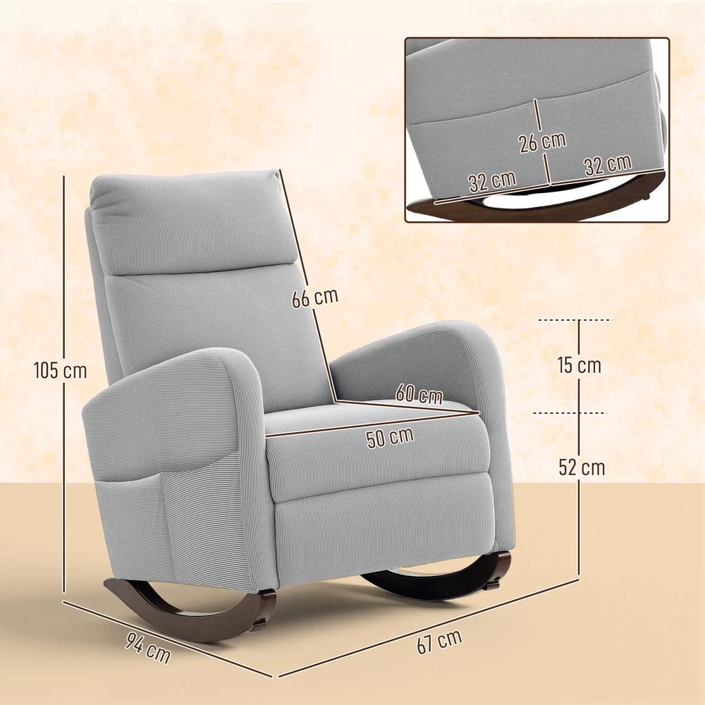 HOMCOM Corduroy Rocking Armchair Additional View 14