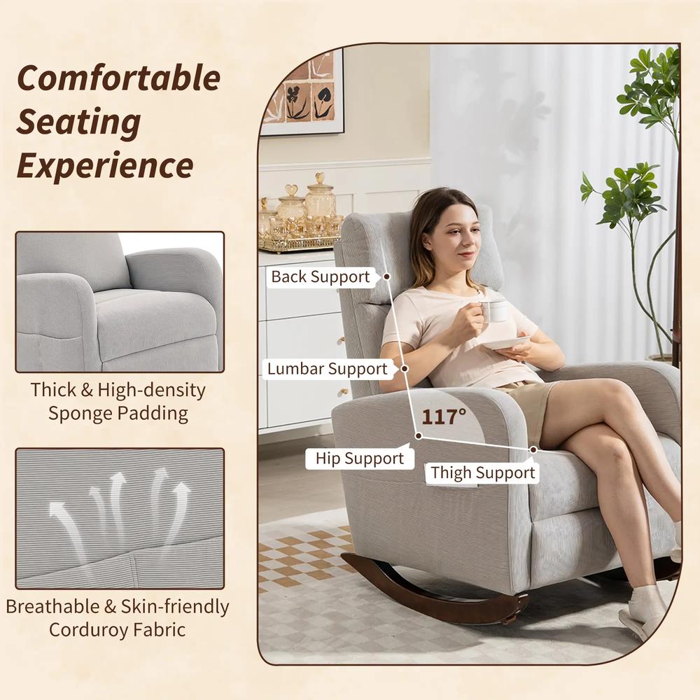 HOMCOM Corduroy Rocking Armchair Additional View 16