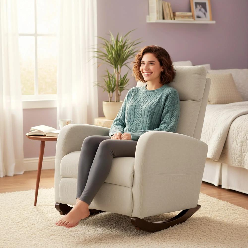 HOMCOM Corduroy Rocking Armchair Additional View 8