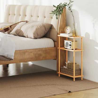 HOMCOM Bamboo Side Table, 3-Tier Slim End Table, Nordic Style, for Living Room, Bedroom, Office, Tool-Free Assembly, Natural Wood Finish Additional View 8