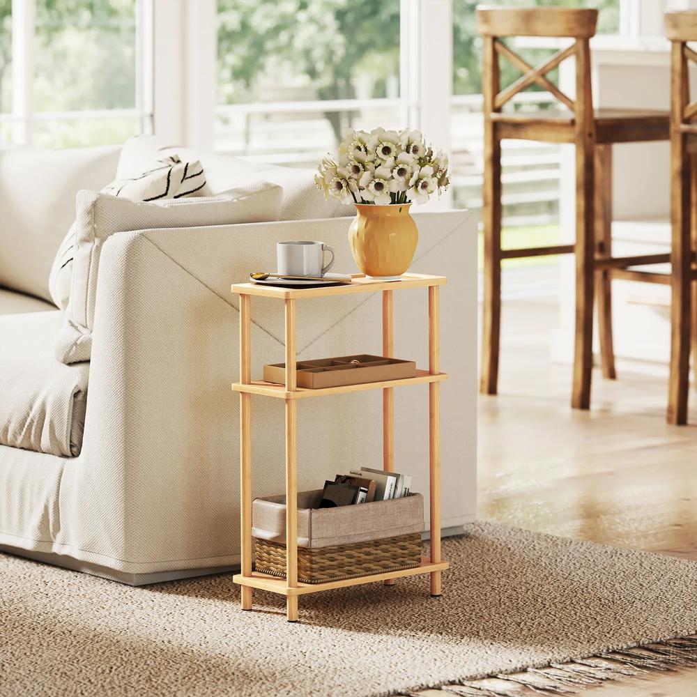 HOMCOM Bamboo Side Table, 3-Tier Slim End Table, Nordic Style, for Living Room, Bedroom, Office, Tool-Free Assembly, Natural Wood Finish Additional View 10