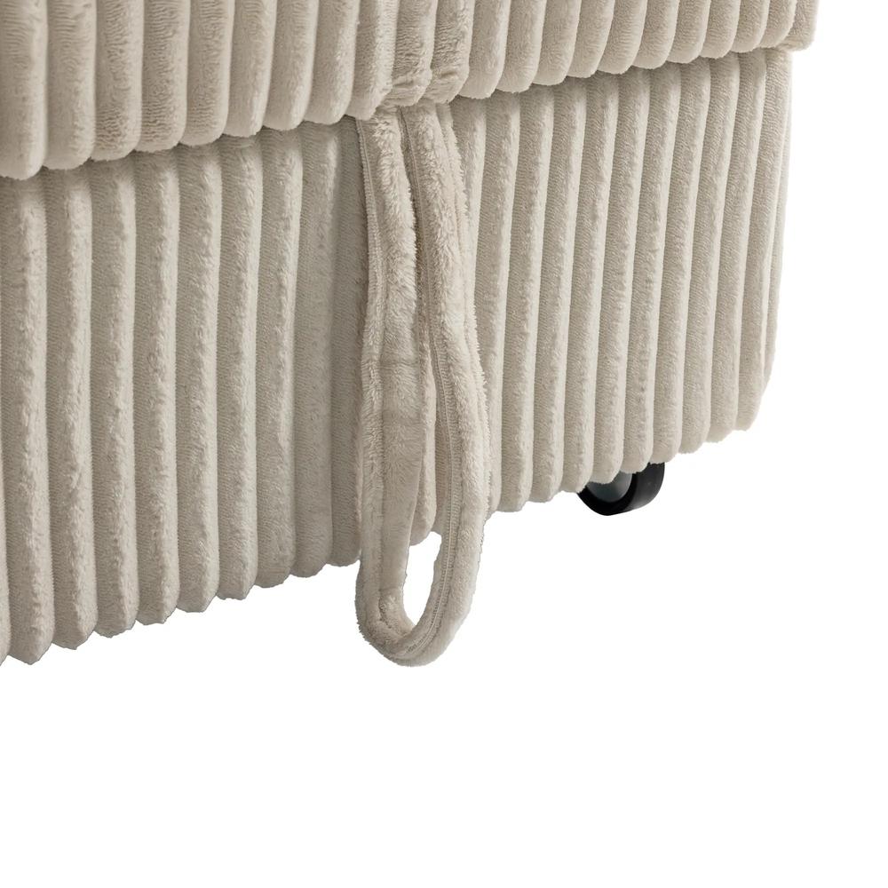 HOMCOM Corduroy Click Clack Sleeper Sofa with Pull Out Design, 2 Seater Sofa Bed, Cream White Additional View 11
