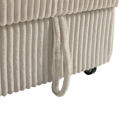 HOMCOM Corduroy Click Clack Sleeper Sofa with Pull Out Design, 2 Seater Sofa Bed, Cream White Additional View 11
