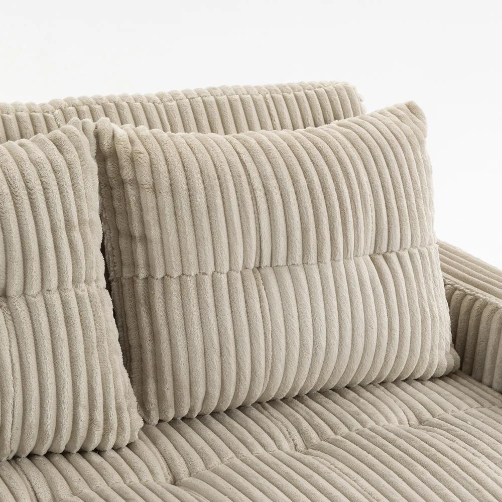 HOMCOM Corduroy Click Clack Sleeper Sofa with Pull Out Design, 2 Seater Sofa Bed, Cream White Additional View 12