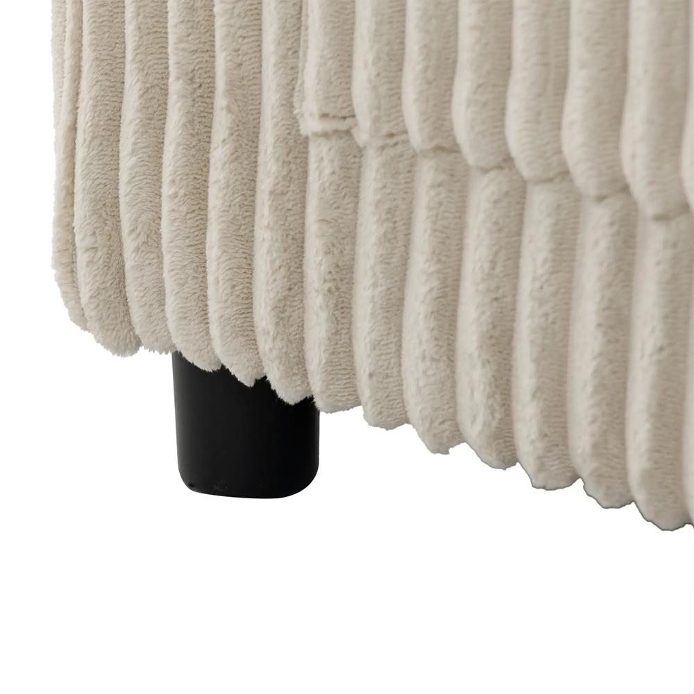 HOMCOM Corduroy Click Clack Sleeper Sofa with Pull Out Design, 2 Seater Sofa Bed, Cream White Additional View 13