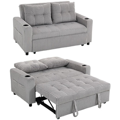 HOMCOM 2 Seater Click Clack Sofa Bed with Pull Out Design, Corduroy Upholstery Additional View 11