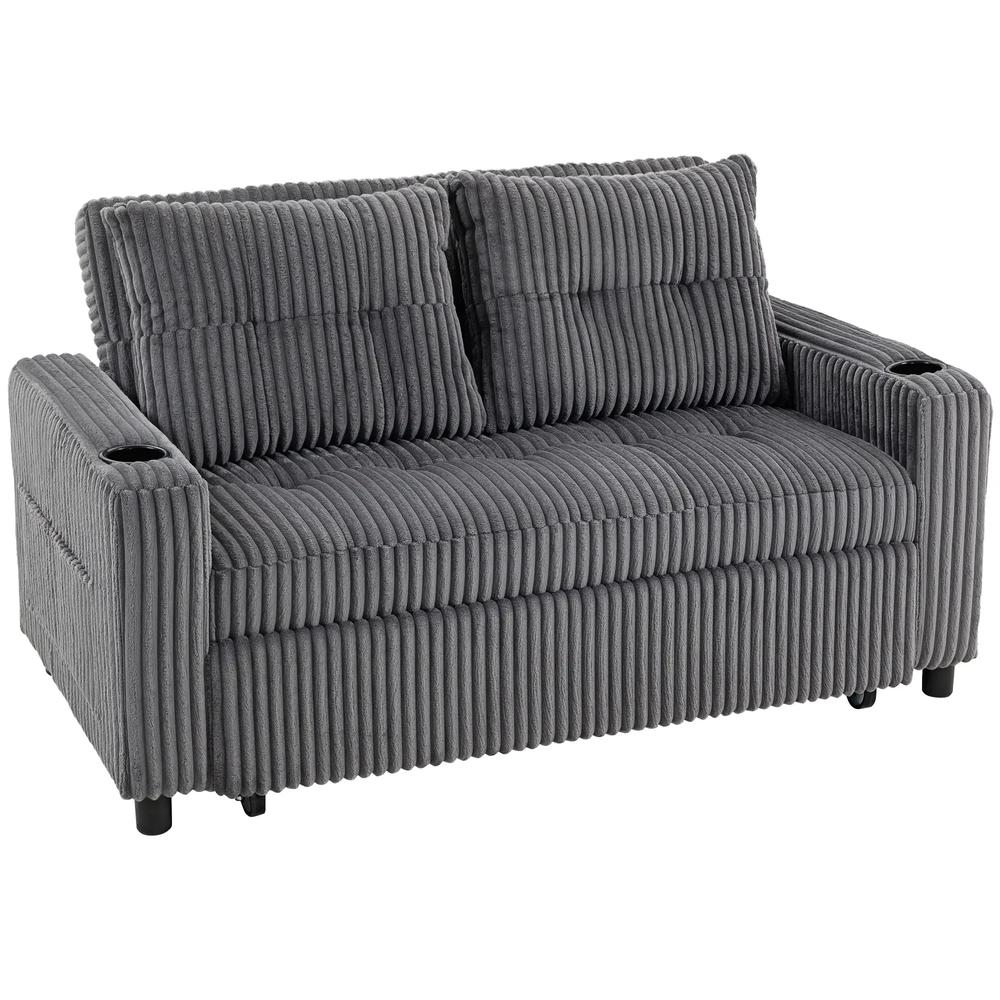 HOMCOM 2 Seater Click Clack Sofa Bed with Pull Out Design, Corduroy Upholstery Additional View 12