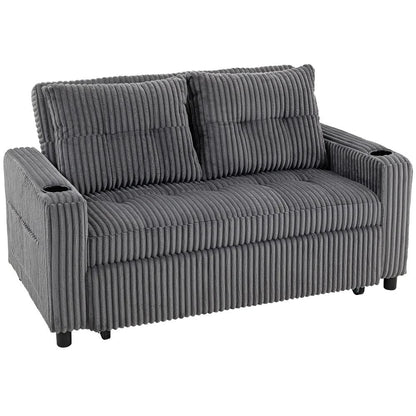 HOMCOM 2 Seater Click Clack Sofa Bed with Pull Out Design, Corduroy Upholstery Additional View 12