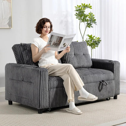 HOMCOM 2 Seater Click Clack Sofa Bed with Pull Out Design, Corduroy Upholstery Additional View 13