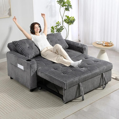 HOMCOM 2 Seater Click Clack Sofa Bed with Pull Out Design, Corduroy Upholstery Additional View 19
