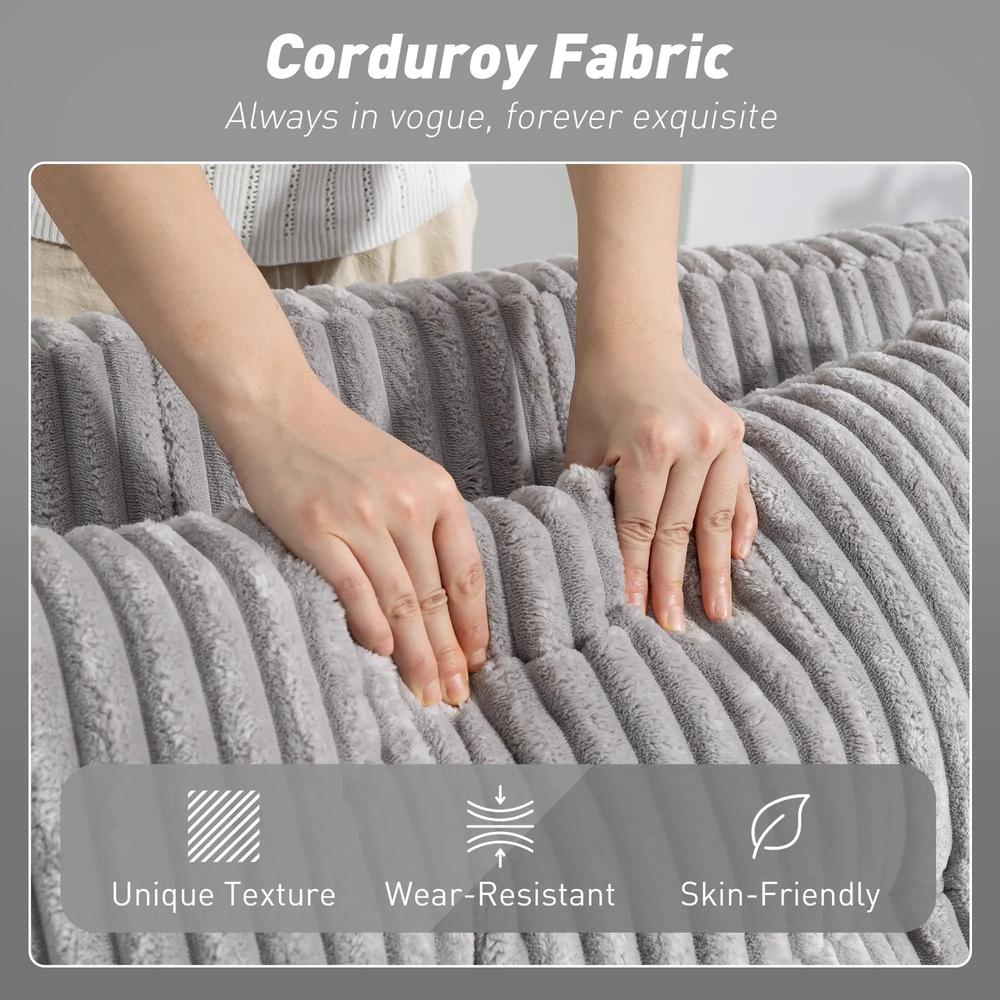 HOMCOM 2 Seater Click Clack Sofa Bed with Pull Out Design, Corduroy Upholstery Additional View 6